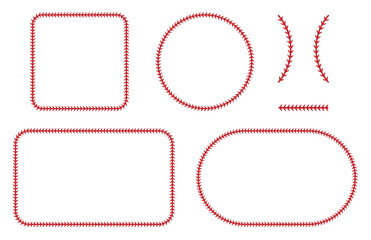 Baseball or Softball Stitch Sports Frame Border Template Clipart  - Circle, Square, Rectangle, Ellipse Oval and Line