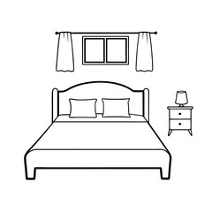 Cute Bedroom Coloring Page Illustration vector