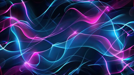 Obraz premium Abstract Neon Lights Swirling and Flowing on a Dark Background
