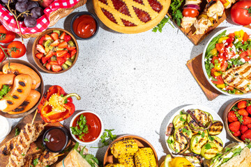 Various picnic food and drink