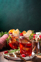 Mulled wine, fruity grog cocktail