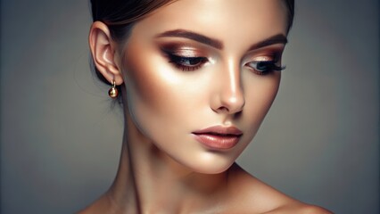 Fototapeta premium Minimalist makeup with a focus on glowing skin