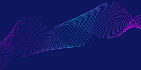 Abstract blended blue digital musical wavy thin lines and craved background illustrator design with modern minimal gradient used as tech futuristic innovation concept.