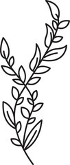 Floral Leaves and Flower Line Art