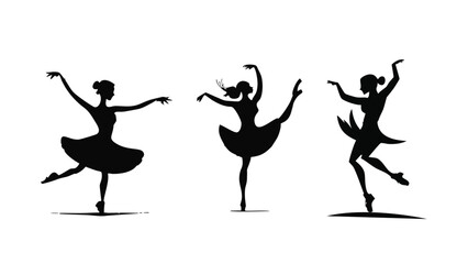 Dancing silhouette on transparency background. Vector silhouettes of girls dancing in different positions, Woman dancing silhouette vector illustration.