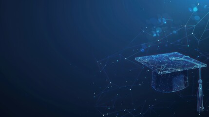 Abstract Graduation Cap in Digital Network