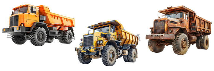 Heavy duty dump truck isolated on a white background, png