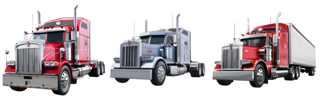 Classic and modern semi truck isolated on a white background, png
