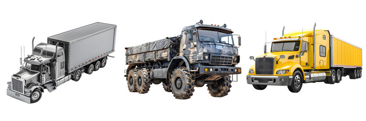 Military truck isolated on a white background, png