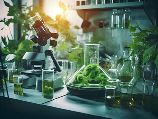 Experimental research on biotechnology and DNA, Smart Farming and Agriculture Innovation Concept, scientific research in the field of biology