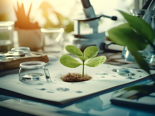 Experimental research on biotechnology and DNA, Smart Farming and Agriculture Innovation Concept, scientific research in the field of biology