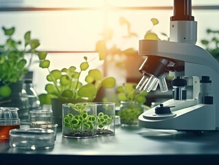 Experimental research on biotechnology and DNA, Smart Farming and Agriculture Innovation Concept, scientific research in the field of biology