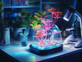 Experimental research on biotechnology and DNA, Smart Farming and Agriculture Innovation Concept, scientific research in the field of biology