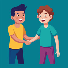 Fototapeta premium Two friends are congratulation by hand shake vector illustration