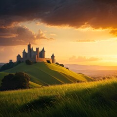 Obraz premium sunset over the castle