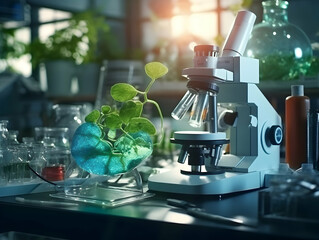 Experimental research on biotechnology and DNA, Smart Farming and Agriculture Innovation Concept, scientific research in the field of biology