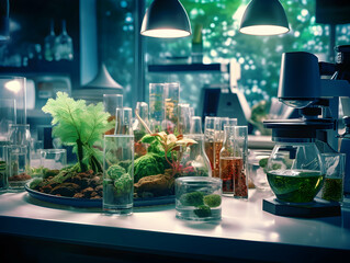 Experimental research on biotechnology and DNA, Smart Farming and Agriculture Innovation Concept, scientific research in the field of biology