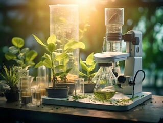 Experimental research on biotechnology and DNA, Smart Farming and Agriculture Innovation Concept, scientific research in the field of biology