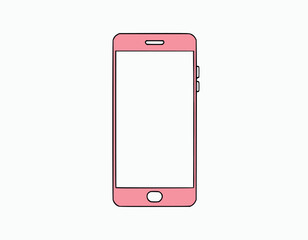 Mobile phone patch. Cut it out of paper. Dashed lines. Portable cell phone. Personal phone.. Connection device. White smartphone. Editable items in flat style.