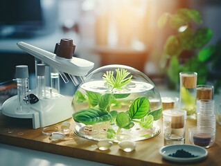 Experimental research on biotechnology and DNA, Smart Farming and Agriculture Innovation Concept, scientific research in the field of biology