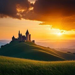 Obraz premium sunset over the castle