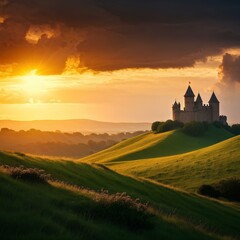 Fototapeta premium sunset over the castle