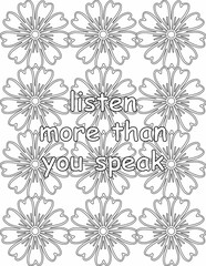 Printable floral coloring page for kids and adults with motivational saying for self love and self care. it helps to succeed and struggle against life to enjoy the tough journey
