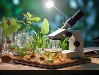 Experimental research on biotechnology and DNA, Smart Farming and Agriculture Innovation Concept, scientific research in the field of biology