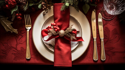 Table decor, holiday tablescape and formal dinner table setting for Christmas, holidays and event celebration, English country decoration and home styling inspiration