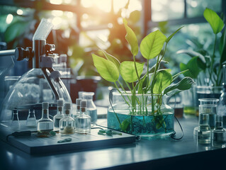 Experimental research on biotechnology and DNA, Smart Farming and Agriculture Innovation Concept, scientific research in the field of biology