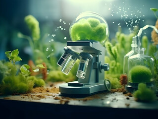 Experimental research on biotechnology and DNA, Smart Farming and Agriculture Innovation Concept, scientific research in the field of biology