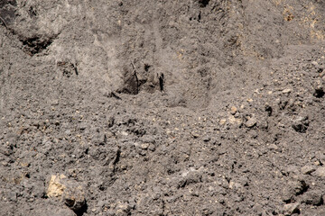 A close-up view of dark brown soil in a pile, showing its texture and composition