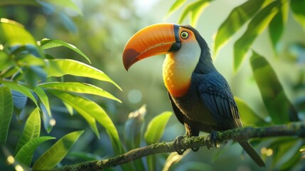 Fototapeta premium toucan in the jungle ai generated