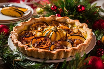 squash and caramelized onion tart Christmas dinner food