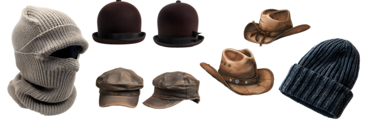 Woolen knit balaclava for extreme cold weather protection, isolated on a white background, png