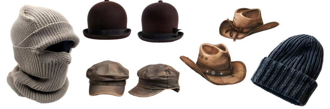 Woolen knit balaclava for extreme cold weather protection, isolated on a white background, png