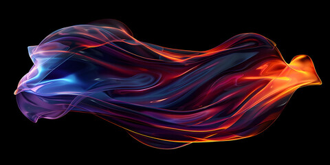 Obraz premium Abstract 3d rendering of liquid glass in the form of a wave with a red blue orange gradient. Banner design element. abstract multicolored glass wave on a dark background
