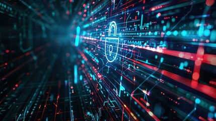 Obraz premium Cyber Security: Digital Lock for Data Protection