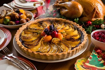 squash and caramelized onion tart Christmas dinner food