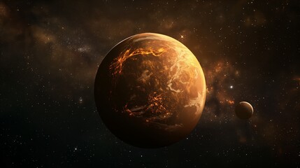 Wallpaper 3D illustration of an alien planet in outer space