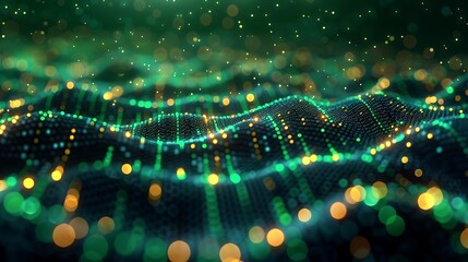 A dynamic scatter plot illustrating a robust positive correlation between stock prices and trading volume, featuring green and yellow data points highlighting increased investor activity.