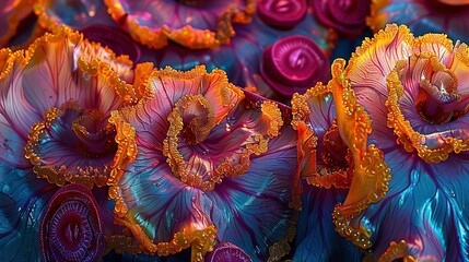 Fototapeta premium A close-up of a bouquet of flowers with droplets of water on their petals