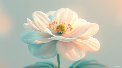   White flower on blue-green background