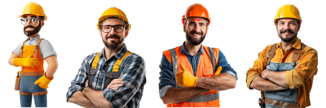 Construction worker isolated on a white background, png