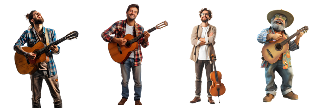 Musician isolated on a white background, png