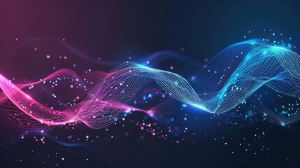 Obraz premium Abstract Digital Waves with Neon Glow