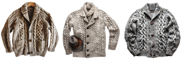 Light gray sweater with vertical stripes, isolated on a white background, png