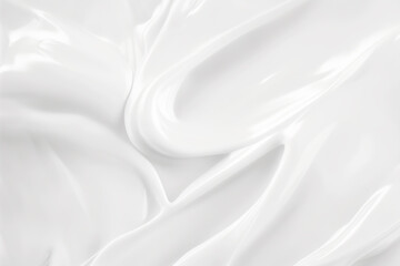 Obraz premium A white background with a smooth, shiny, and silky texture. The image is of a cream or lotion, which is applied to the skin. The cream is spread evenly across the surface