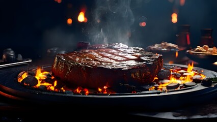 Full rack of grilled barbecue ribs BBQ plater