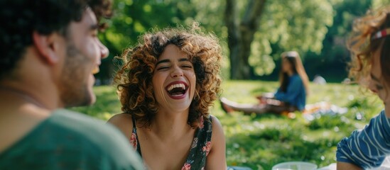 Friends Enjoying a Laughter Filled Picnic
